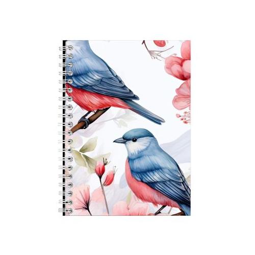 Bird16 A5 Notebook Spiral and Lined Trendy Birds Graphic Notepad Gift 222