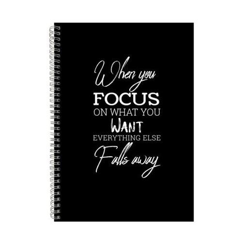 Focus A4 Notebook Spiral Lined Motivational Saying Graphic Notepad Gift 226