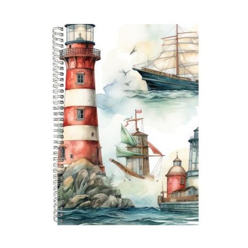Nautical17 A4 Notebook Spiral Lined Trendy Nautical Graphic Notepad Gift223
