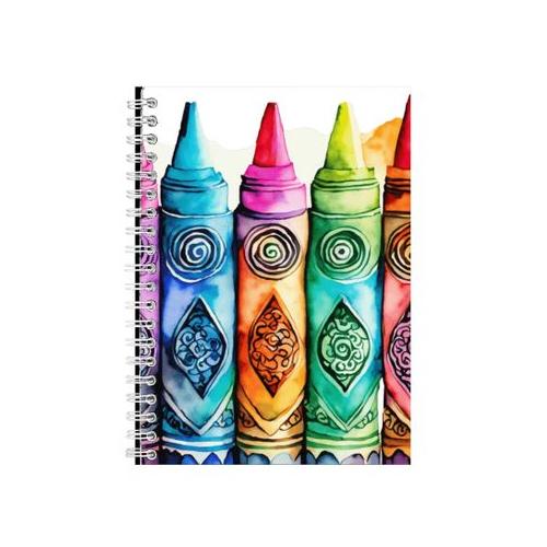Crayons A5 Notebook Spiral Lined Artist Supplies Graphic Notepad Gift 220
