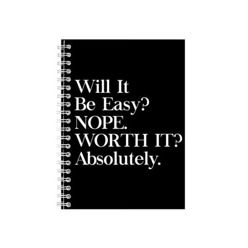 Worth it A5 Notebook Spiral Lined Motivational Sayings Graphic Notepad 206