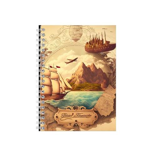 Map A5 Notebook Spiral Lined Trendy Vintage Travel Graphic Notepad Gift 205