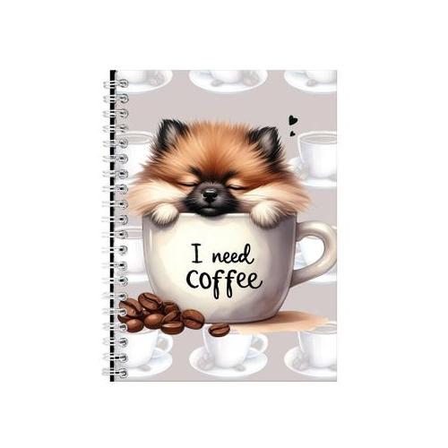 Dog Cup_20 A5 Notebook Spiral Lined Trendy Coffee Graphic Notepad Gift 202