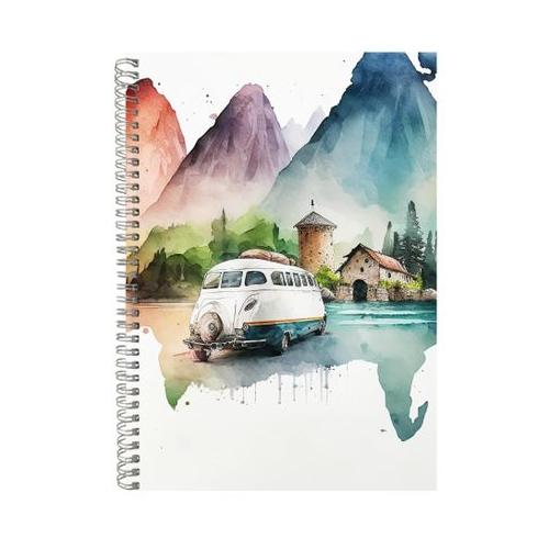 Camper A4 Notebook Spiral and Lined Vintage Travel Graphic Notepad Gift 205