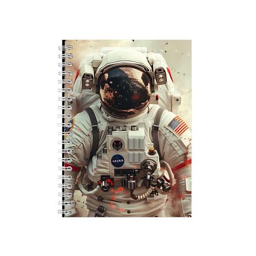 White A5 Notebook Spiral and Lined Astronaut Space Lover Graphic Notepad194