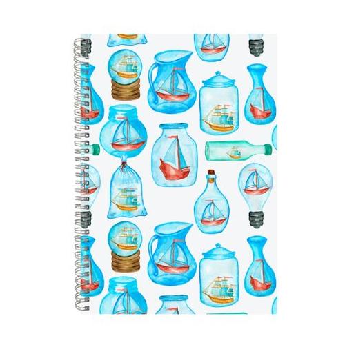 Bottle A4 Notebook Spiral and Lined Sea Lovers Graphic Notepad Present 175