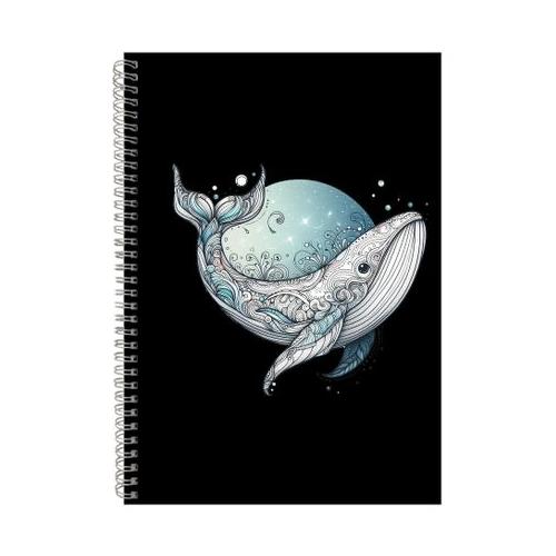 Whale1 A4 Notebook Spiral and Lined with Sealife Graphic Notepad Present121