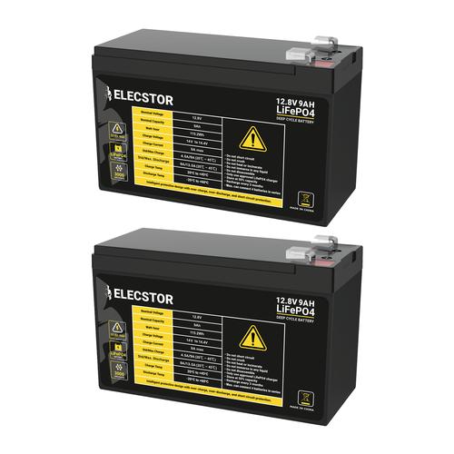 Elecstor 12V 9A Lithium Battery LIFEPO4 Twin Pack