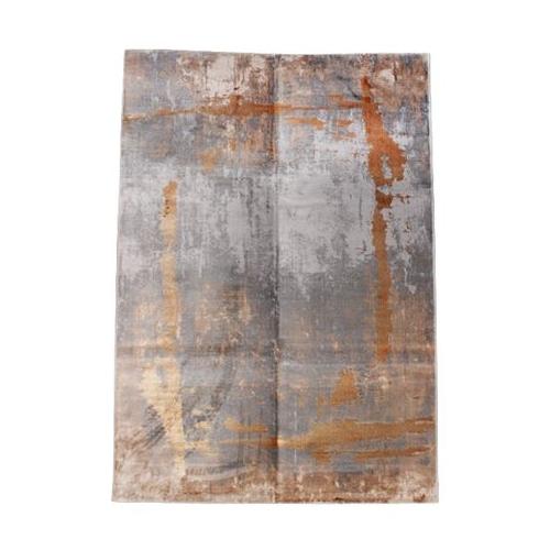 Grey and Brass Gold Abstract Staggering Polycotton Rug