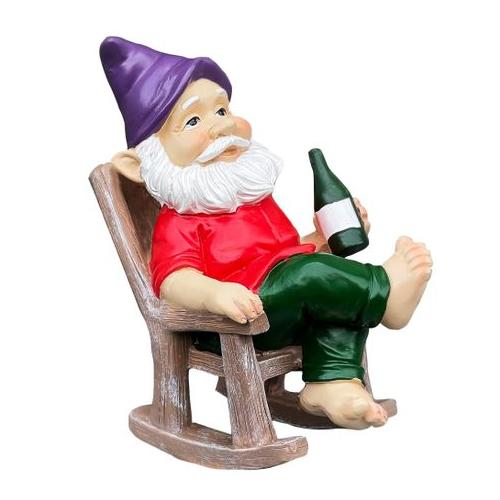 Decor Relaxed Old Drinker Gnome Resin Ornament (15cm)