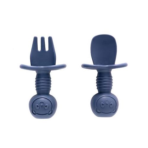 iKids Baby Silicone Baby Spoon and Fork Set | Arctic Blue