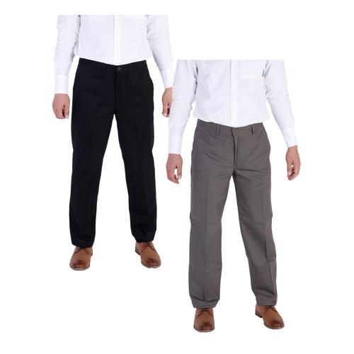 100% Pure Cotton Men's Regular Fit Chino Pants - 2 Packs