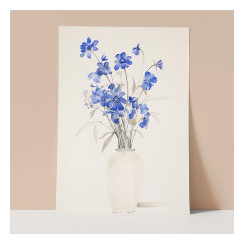 Blue soft Floral Wall Print