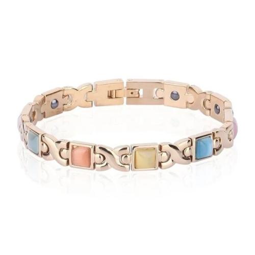 2PCS Elegant Women Rose Gold Color Energy Stone Magnetic Therapy Weight Loss  Bracelet