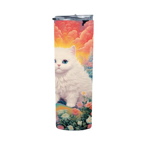 White Cat Quilled Clay Colorful Image 20 Oz Straight Skinny Tumbler 230