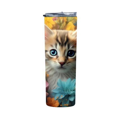 Floral Kitten Surrounded By Flowers 3 20 Oz Straight Skinny Tumbler 228