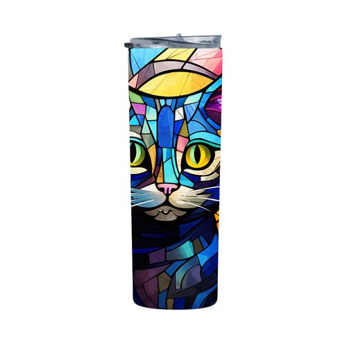 Vibrant Cat Stained Glass Cat 3 20 Oz Straight Skinny Tumbler 226