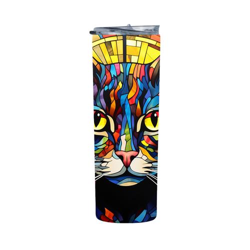 Colorful cat stained glass cat 2 20 oz straight skinny tumbler 226