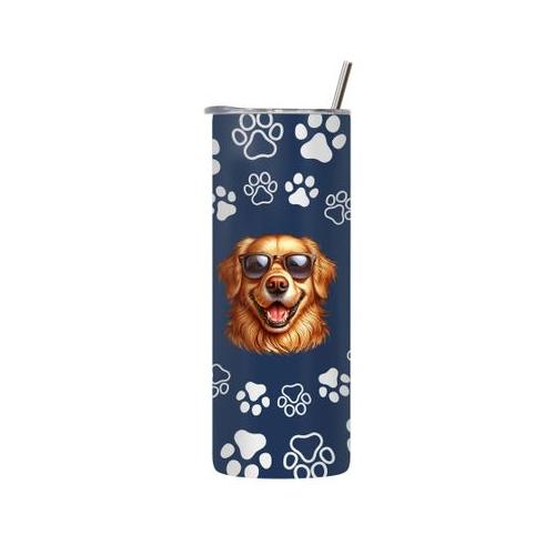 Cool GR 20 Oz Tumbler with Lid and Straw Trendy Golden Retriever Graphic111