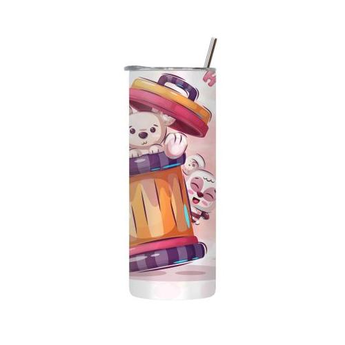 Ha-Ha 20 Oz Tumbler with Lid and Straw Kids Graphic Design Present 107