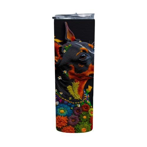 Embroidered MINIATURE PINSCHER 20 Oz Straight Skinny Tumbler 030