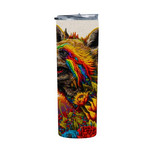 Embroidered Floral HYENA1 20 Oz Straight Skinny Tumbler 030