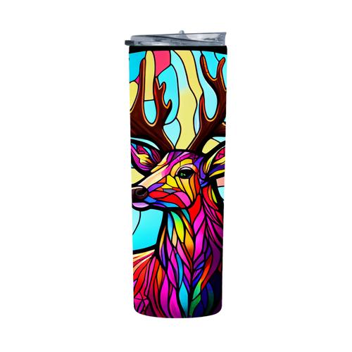 Stained Glass Colorful Stag 20 Oz Straight Skinny Tumbler 021