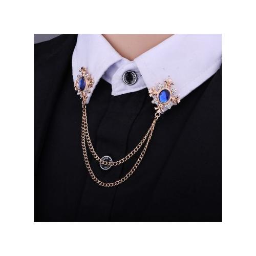 Tassel Crystal Cross Chain Brooch Women's Shirt Collar Pins And Brooches
