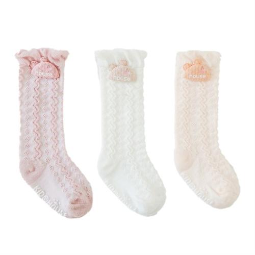 3 Pairs Slip Socks Printing Dyeing Design Anti-skid-White