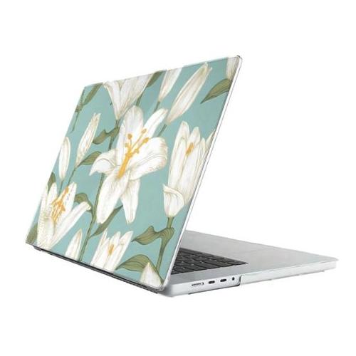 Floral Pattern Protective Case for MacBook Air M2 2022 - White and Green