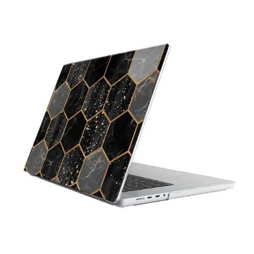 Honeycomb Marble Pattern Protective Case for MacBook Air M2 2022 - Black