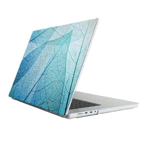 Transparent Leaf Print Protective Case For MacBook Air M2 2022 - Blue