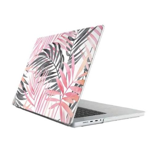 Colorful Leaf Print Pattern Protective Case for MacBook Air M2 2022 - Pink