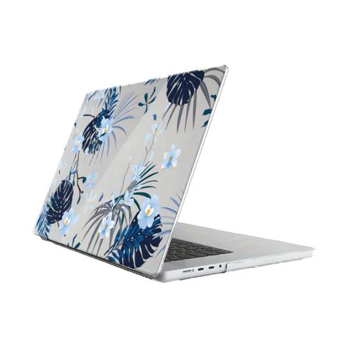 Floral Pattern Printed Protective Case For MacBook Air M2 2022 - Blue