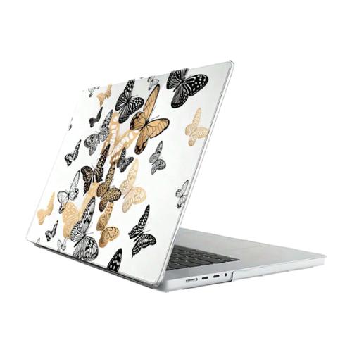 Butterfly Printed Protective Case For MacBook Air M2 2022 - Orange & Black