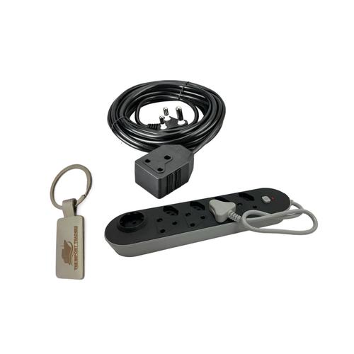 9 Way Multiplug & 10M Black Extension Cord With TIT Keychain