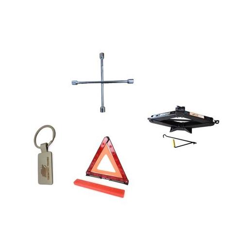 Warning Triangle, 2 Ton Jack, Wheel Spanner Emergency Kit With TIT keychain